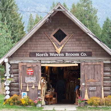 North Woven Broom Co barn building - one of the Artisans of Crawford Bay